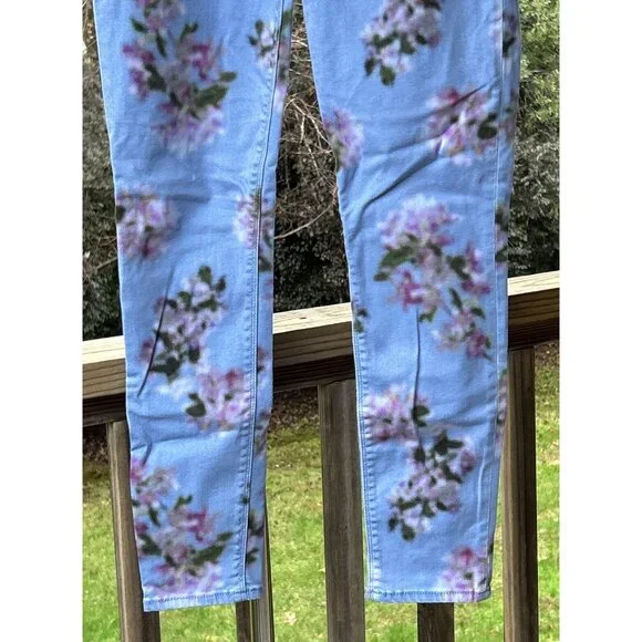 Hudson Barbara High Waist Skinny Ankle Jeans Pant Blue Blurred Floral USA Sz 28 - Picture 11 of 16